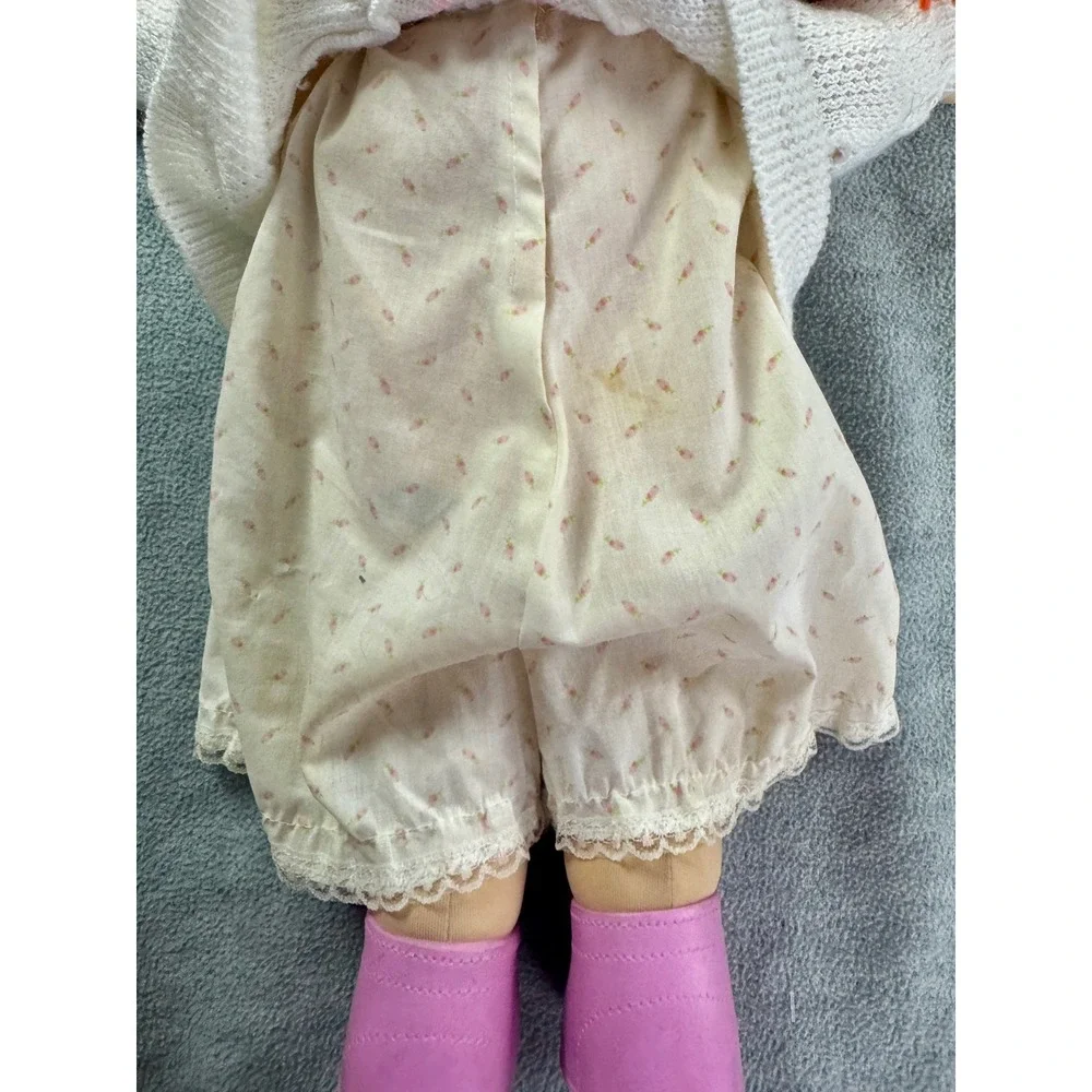 Vintage Cabbage Patch‎ Kids Doll Red Yarn Hair Green Eyes Knit Sweater 16 inch